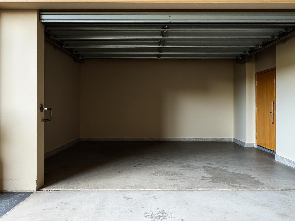 Leere, besenreine Garage nach der Entrümpelung